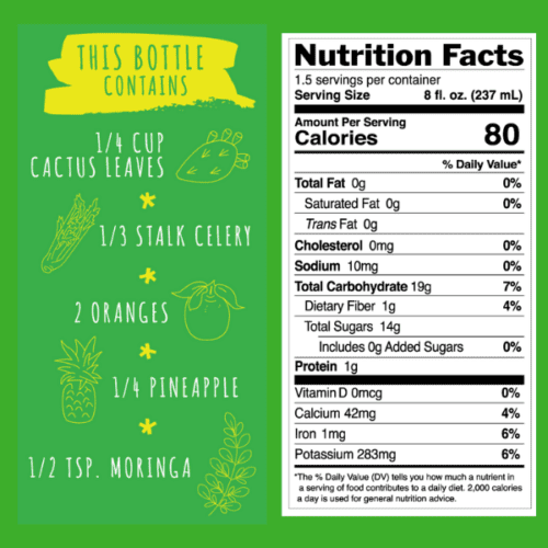 Cactus Madness Nutritional Ingredients