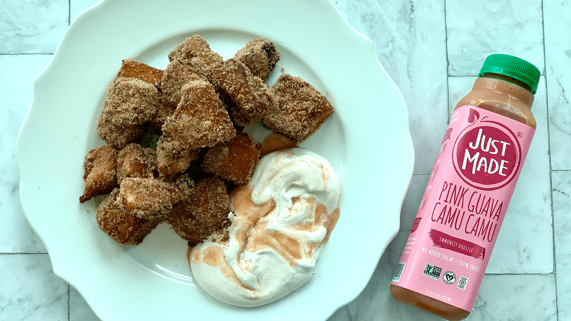 Churro Bites in Pink Guava Dipping Sauce