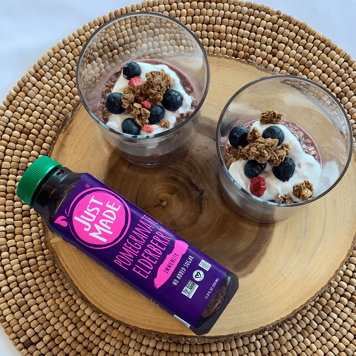 Just Made’s Pomegranate Elderberry Overnight Oats